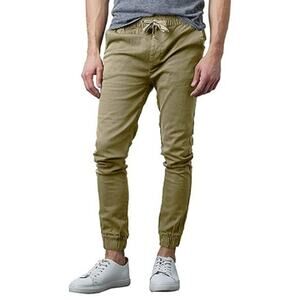 Galaxy by Harvic Men's Stretch Cotton Lounge Joggers Pants, Khaki, Size M 0136